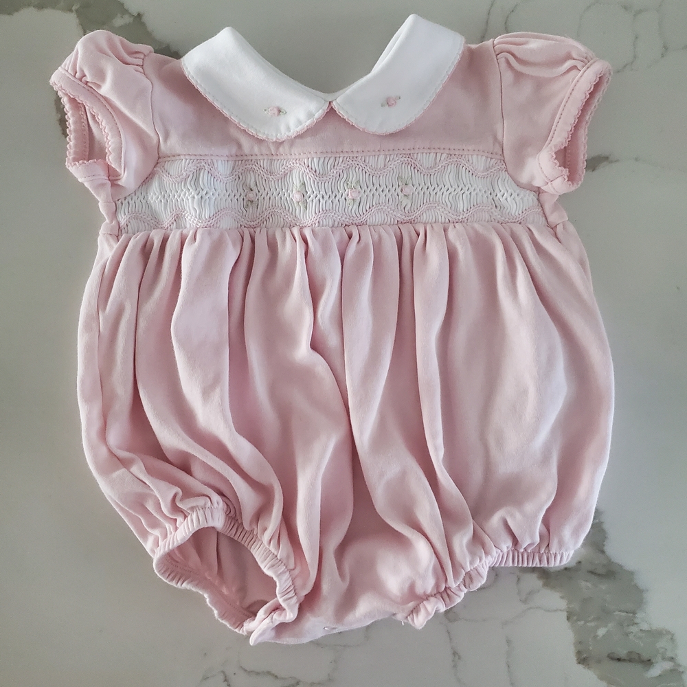Magnolia Baby Pink Romper with White Trim